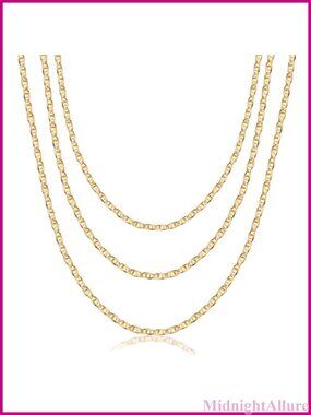 18K Gold Plated Mariner Layered Necklace 16-20" Extension Lobster Clasp